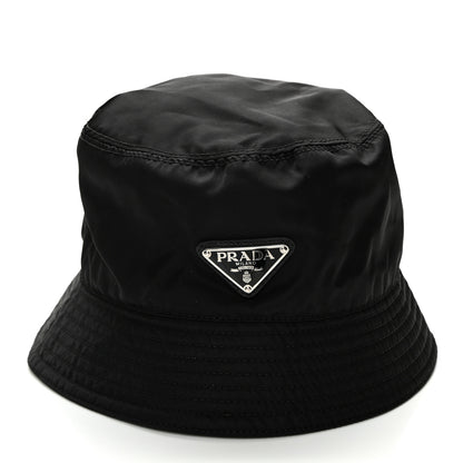 Prada Re-Nylon Metal Triangle Logo Womens Bucket Hat M Black 5 of 8