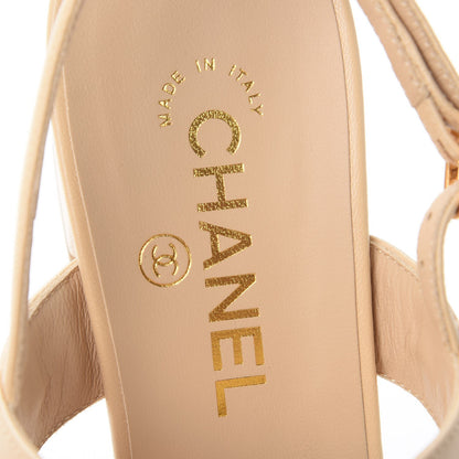 Chanel Lambskin Chain Sandals 38 Beige 7 of 10