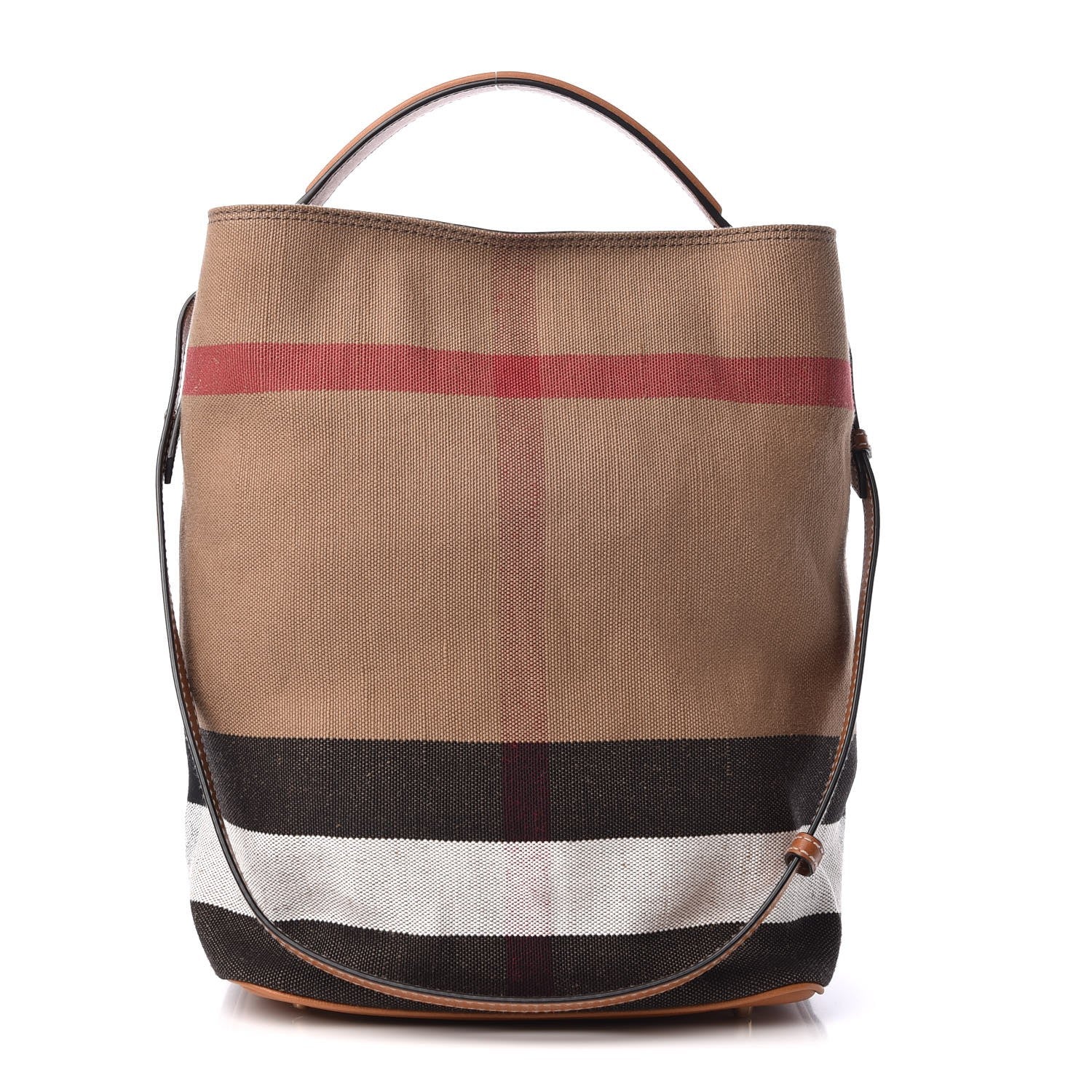 Burberry Canvas Mega Check Medium Ashby Hobo Saddle Brown 1 of 10