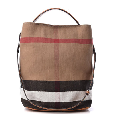 Burberry Canvas Mega Check Medium Ashby Hobo Saddle Brown 1 of 10