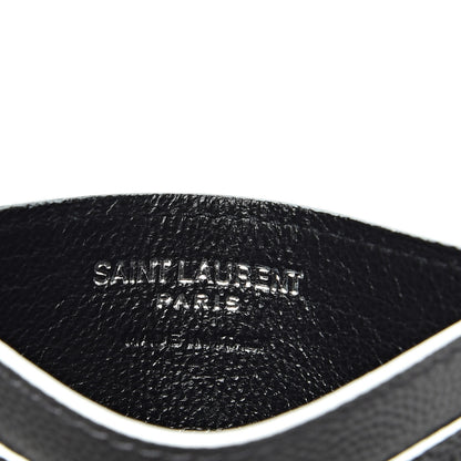 Saint Laurent Grain De Poudre Monogram Credit Card Case Grey 6 of 8