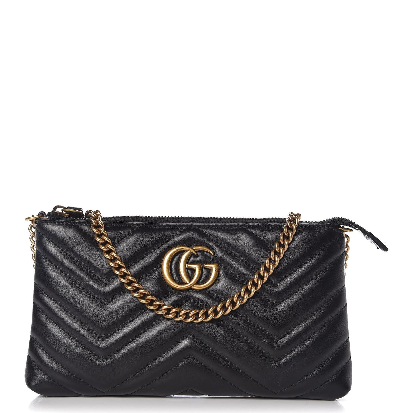 Calfskin Matelasse Mini GG Marmont Chain Bag Black
