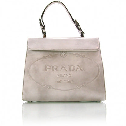 Prada Leather Framed Jacquard Logo Handbag Gray 1 of 11
