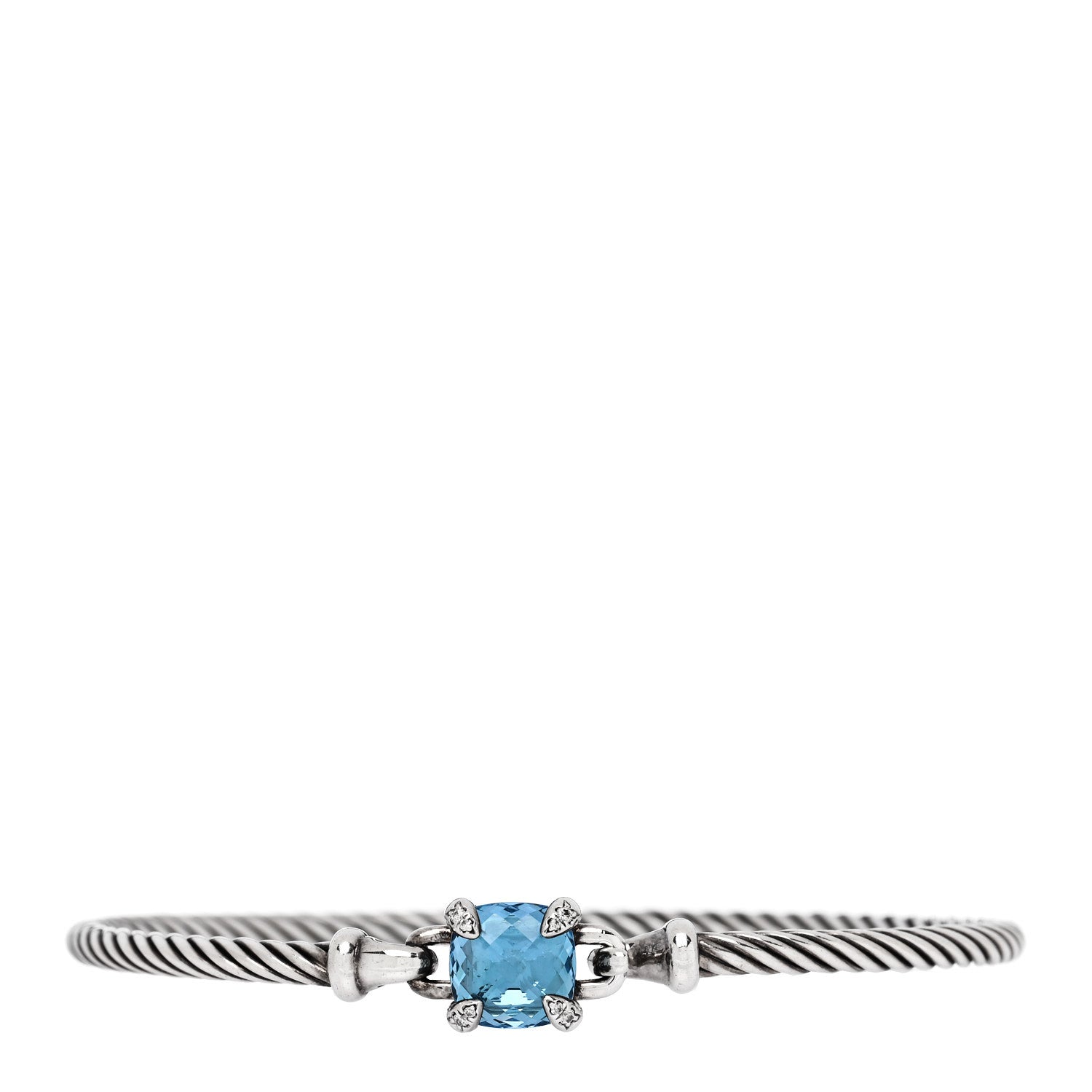 David Yurman Sterling Silver Diamond Blue Topaz 3mm Chatelaine Bracelet 1 of 3