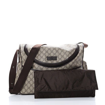 Gucci GG Supreme Monogram Selleria Calfskin Large Diaper Bag Beige Ebony Cocoa Dark Chocolate 2 of 12