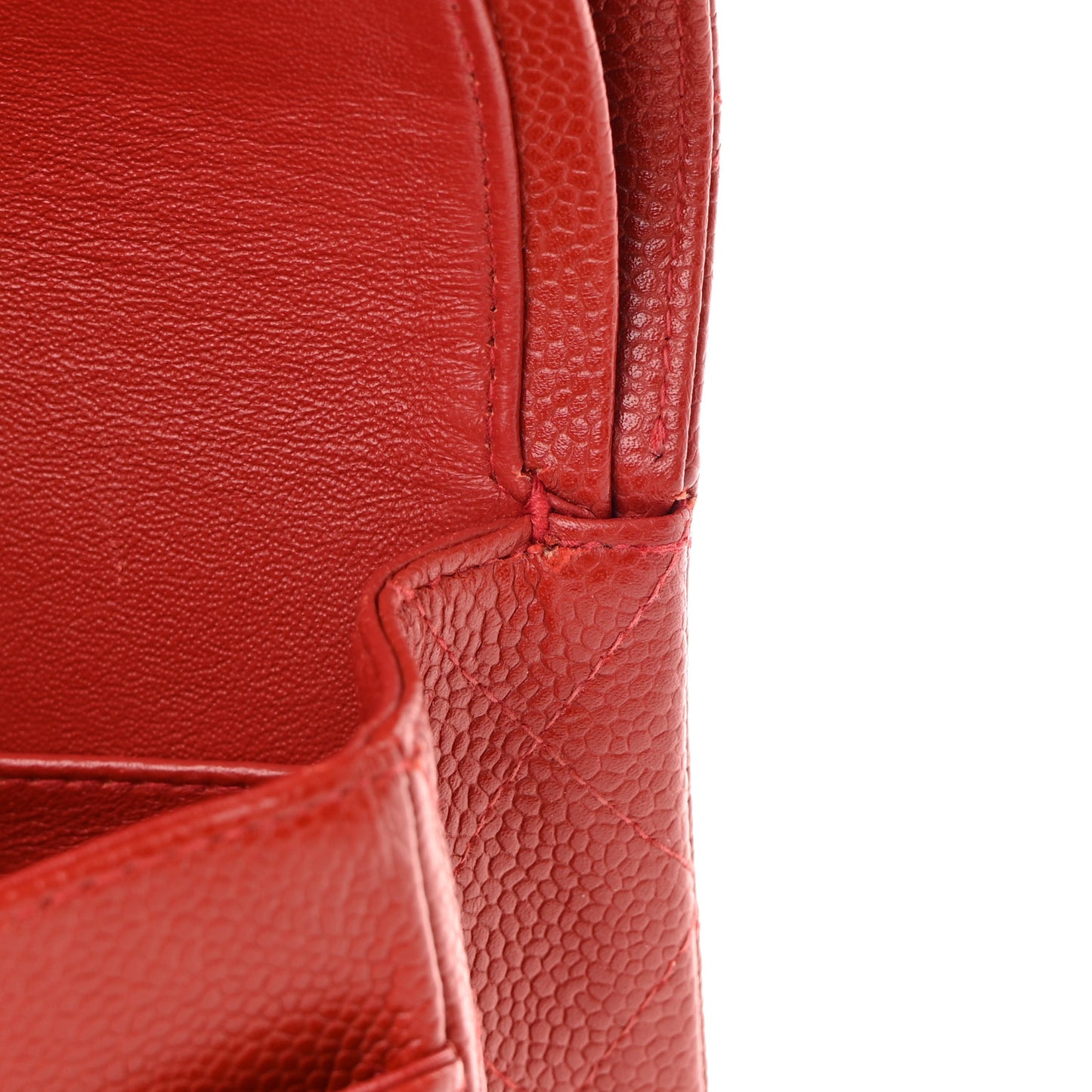Caviar Quilted Medium Double Flap Red