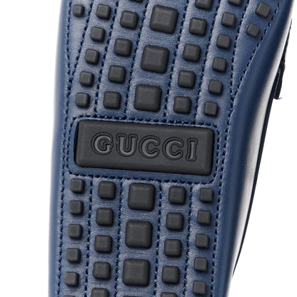Gucci Soft Clove Calfskin GG Supreme Monogram Mens Interlocking G Driver Loafers 8.5 Blue Agata Beige 6 of 11