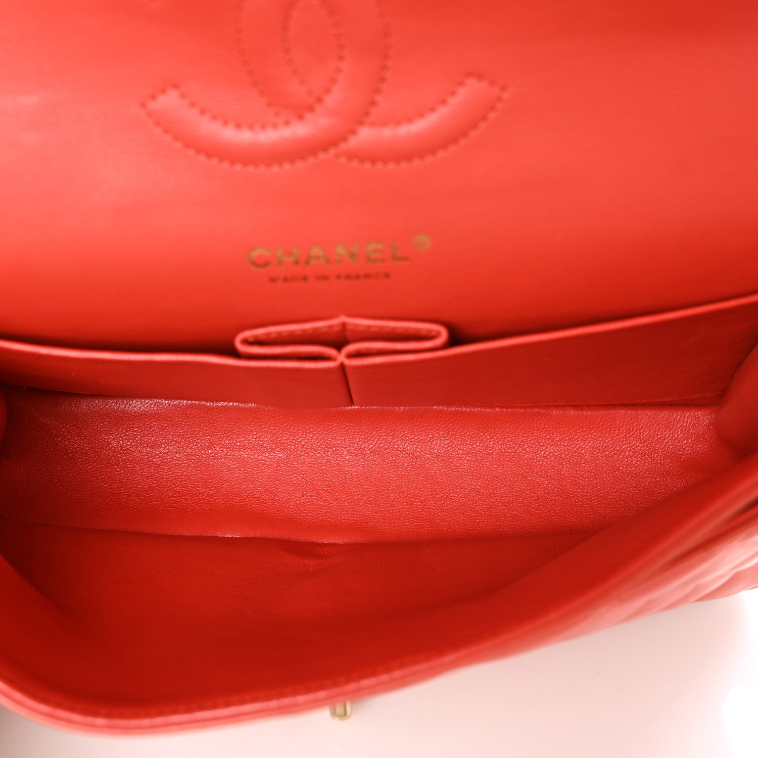 Chanel Lambskin Quilted Medium Double Flap Orange 4 of 13