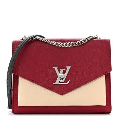 Louis Vuitton Soft Calfskin Mylockme Chain Bag BB Lie De Vin Etain Creme 1 of 12