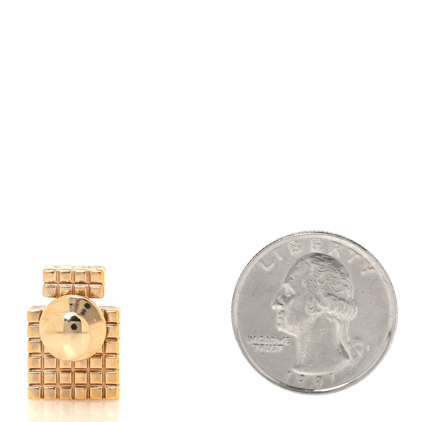 Metal Quilted CC Perfume Brooch Gold