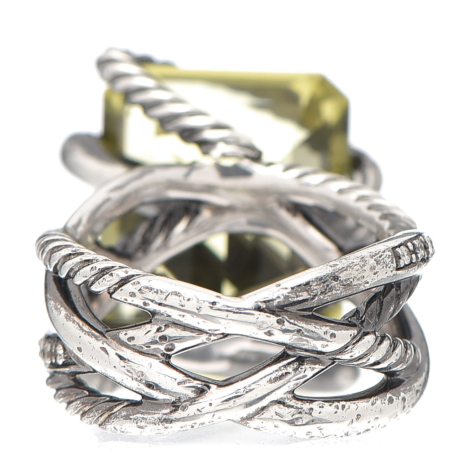 David Yurman Sterling Silver Diamond Lemon Citrine 15mm Cable Wrap Ring 54 6.75 4 of 6
