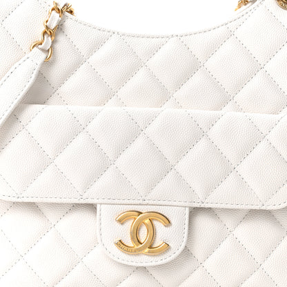 Chanel Caviar Quilted Wavy CC Hobo White 8 of 11