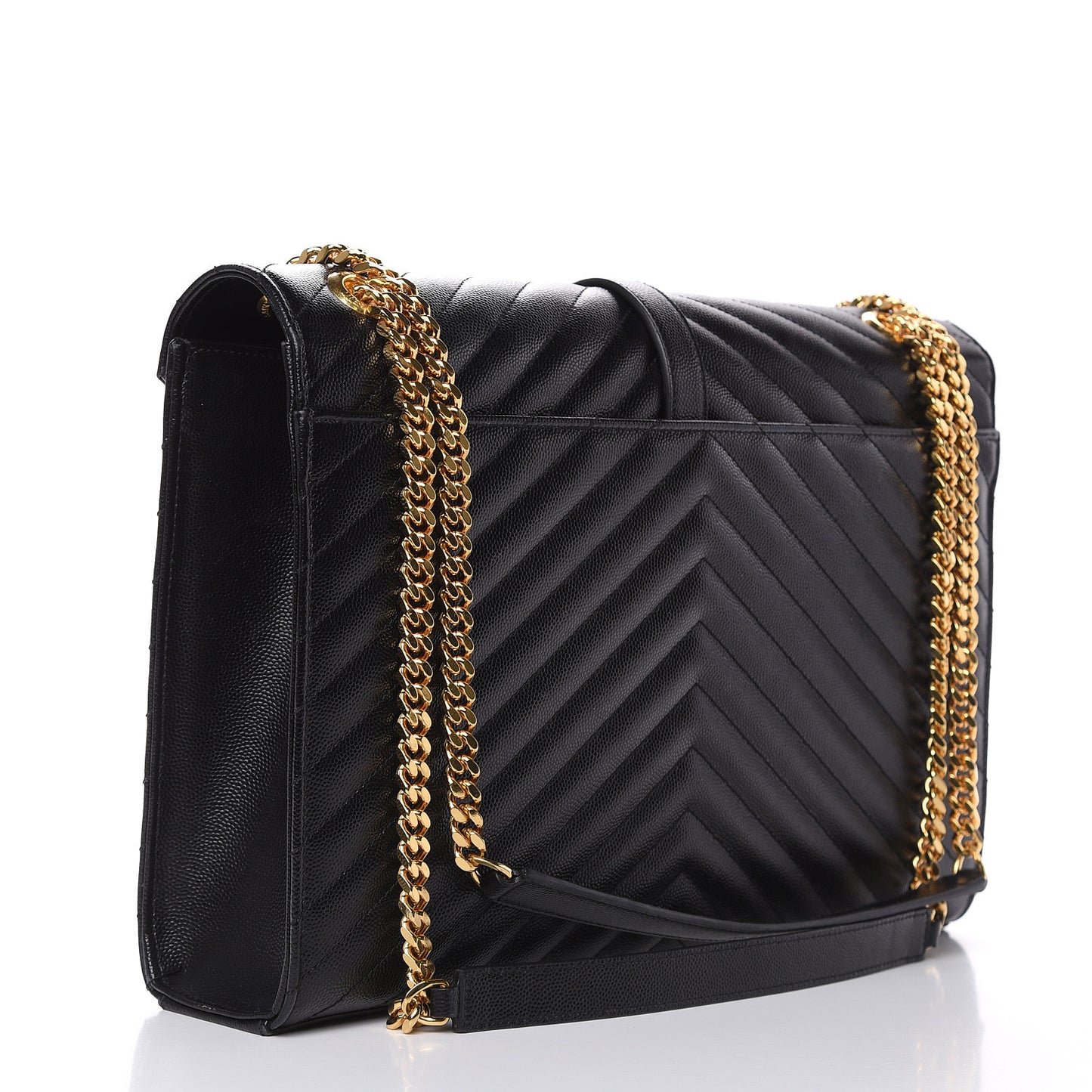 Grain De Poudre Matelasse Chevron Large Monogram Satchel Black