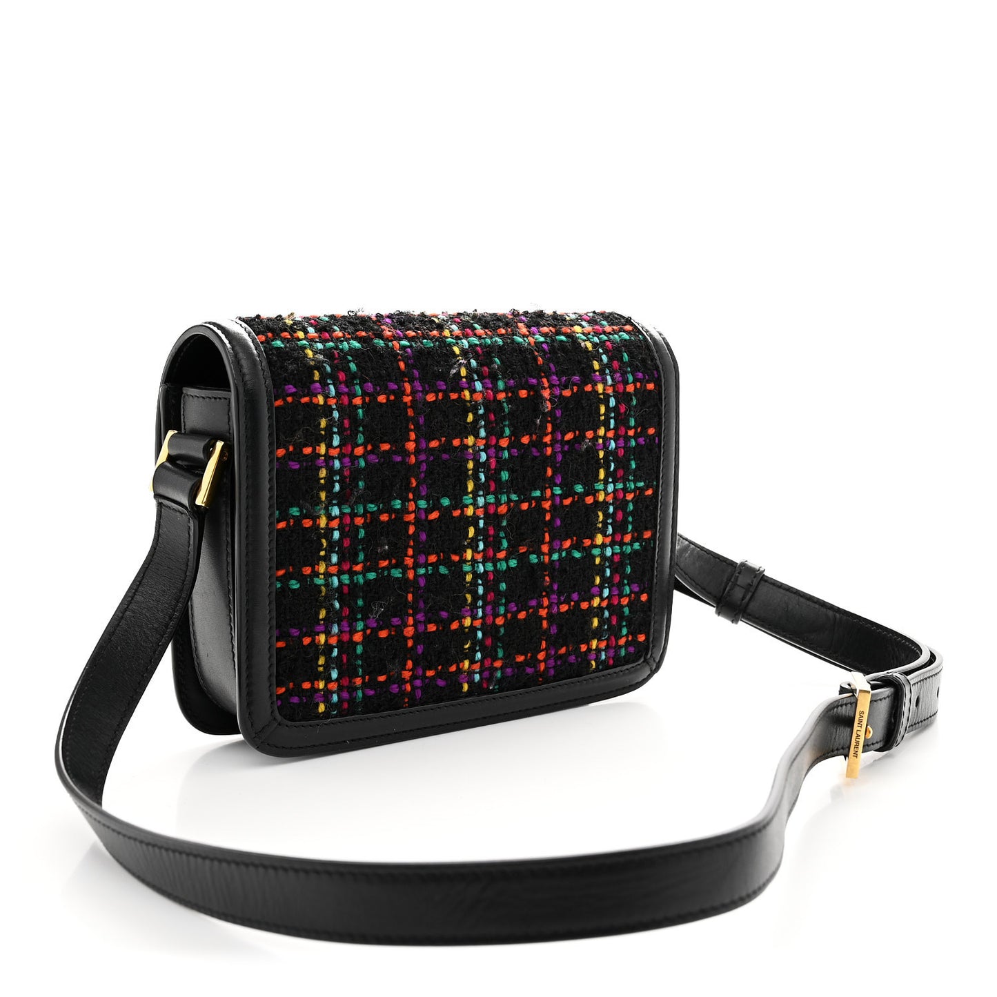 Tweed Calfskin Small Solferino Satchel Black Multicolor