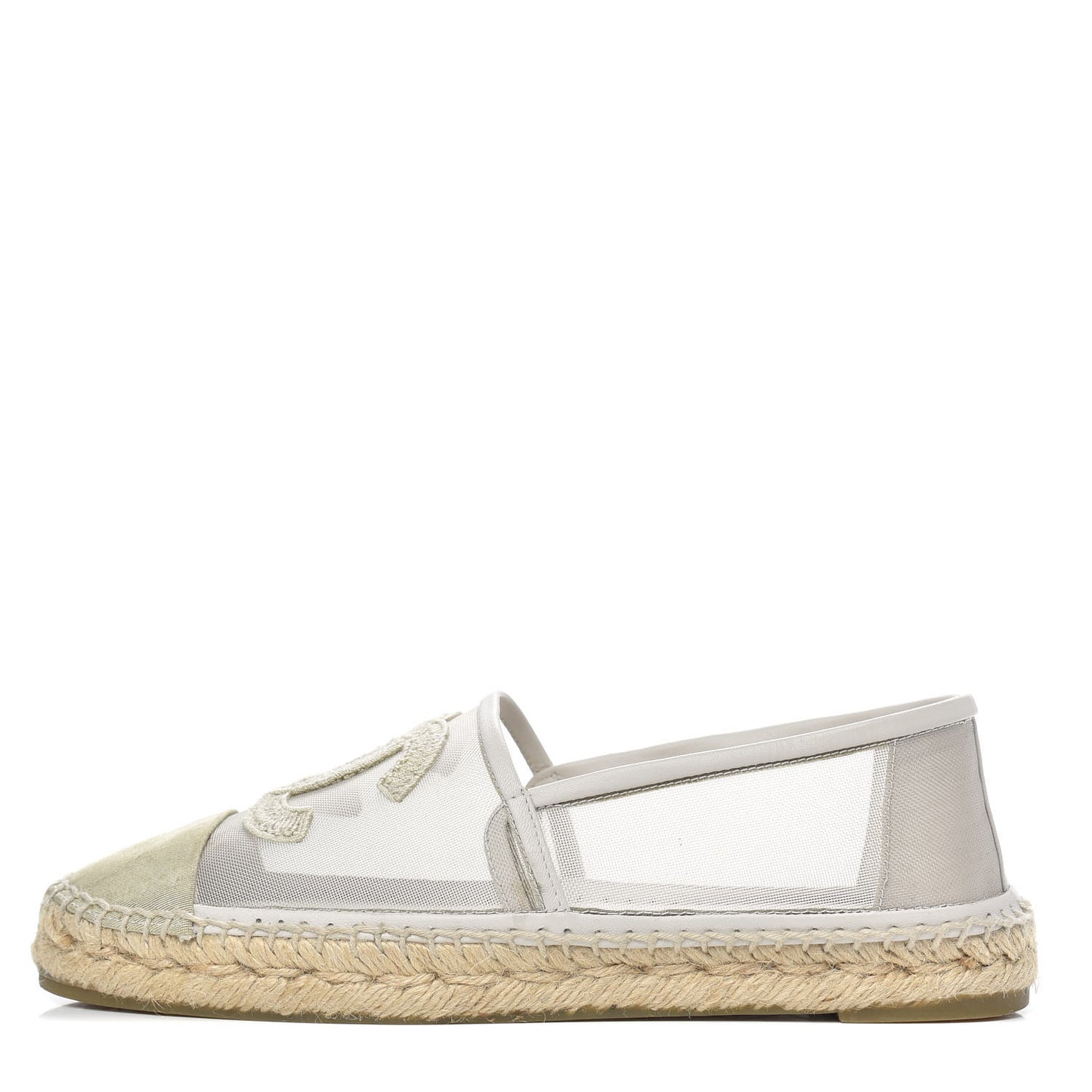 Mesh Grosgrain CC Espadrilles 38 Beige