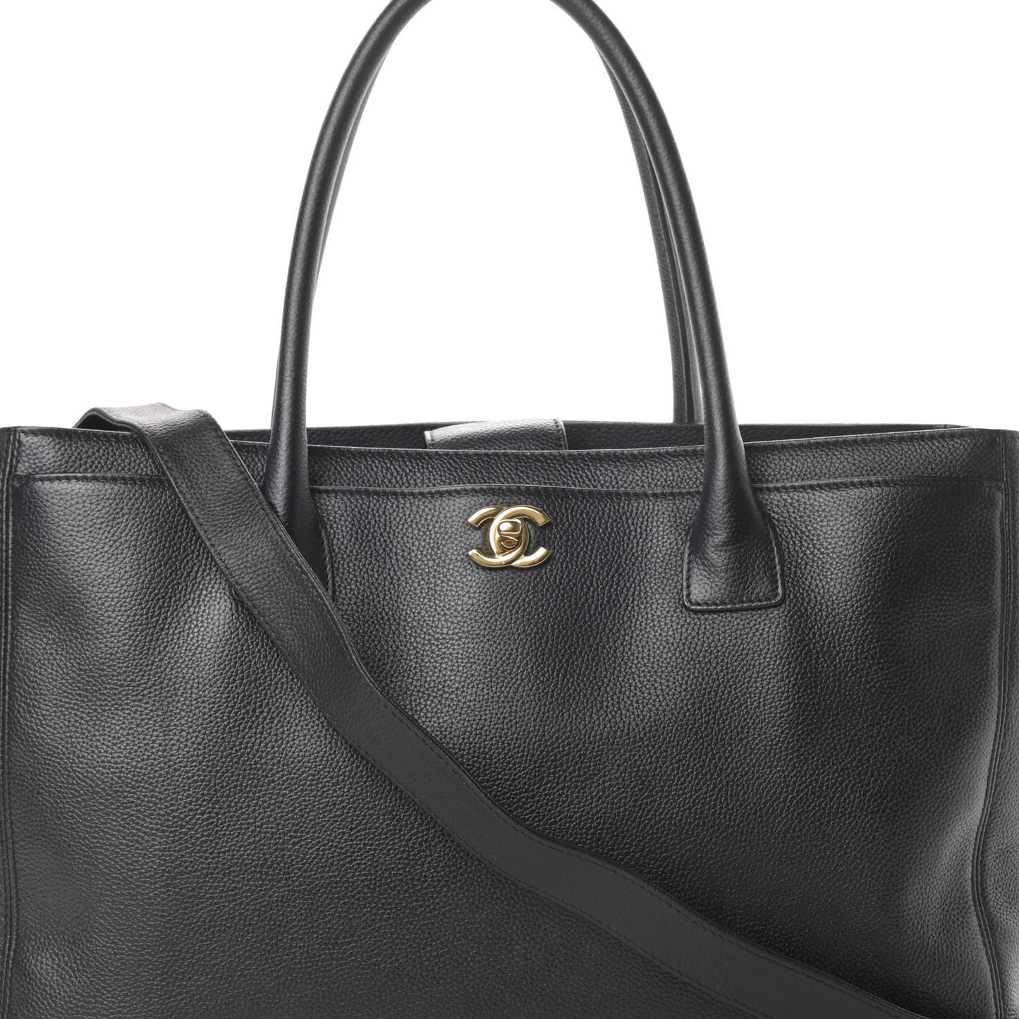 Calfskin Cerf Executive Shopper Tote Black