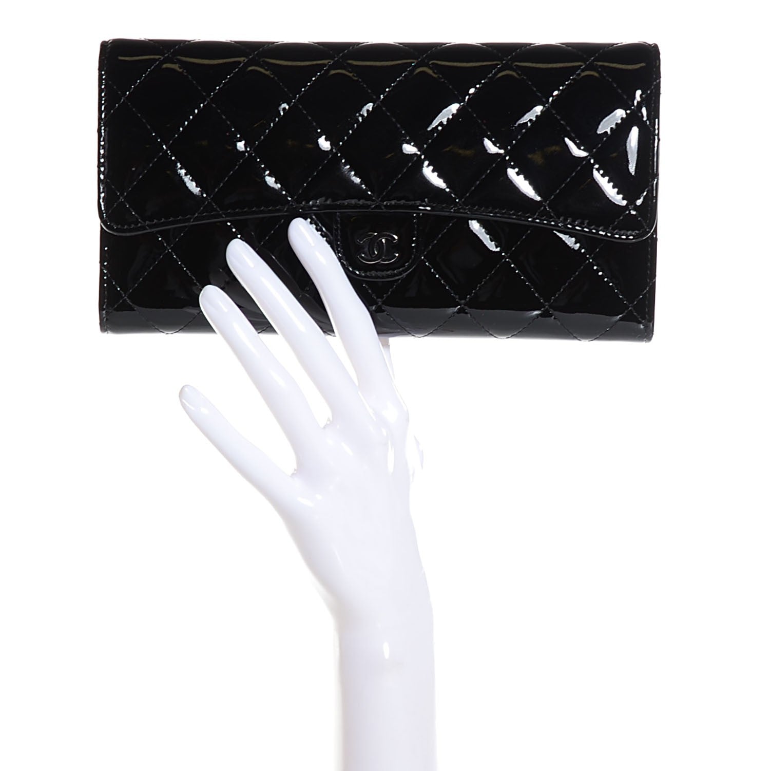 Chanel Patent Quilted Travel Wallet Black 2 of 10