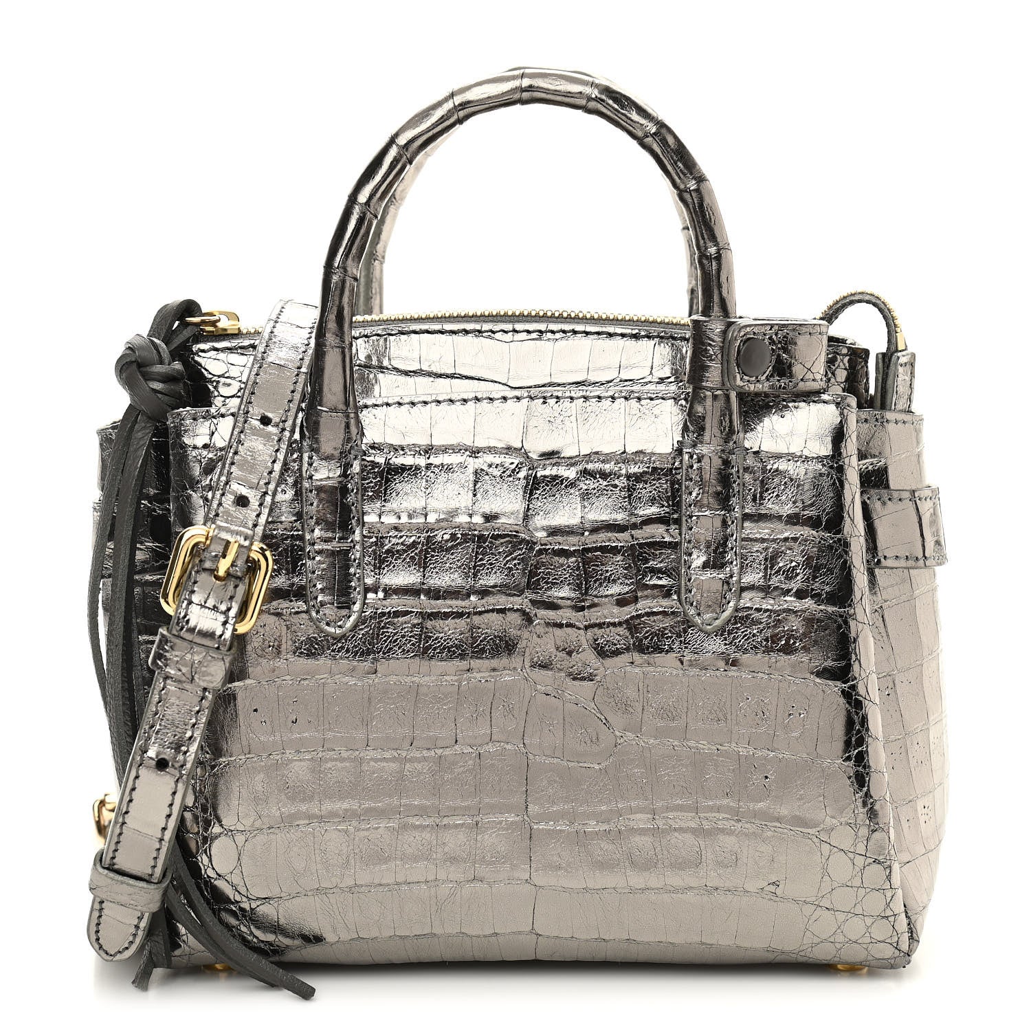Nancy Gonzalez Metallic Crocodile Mini Cristie Satchel Anthracite 3 of 13