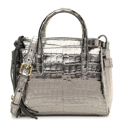 Nancy Gonzalez Metallic Crocodile Mini Cristie Satchel Anthracite 3 of 13