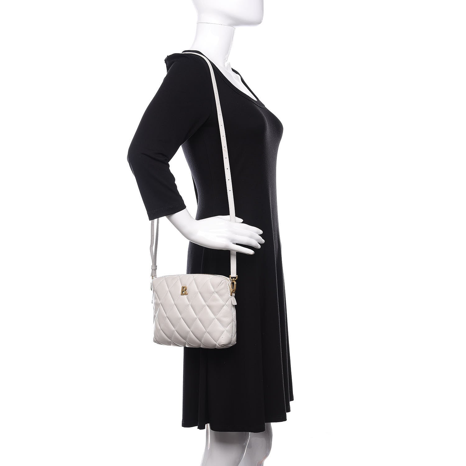 Balenciaga Nappa Calfskin Quilted Touch B Camera Shoulder Bag White 2 of 15