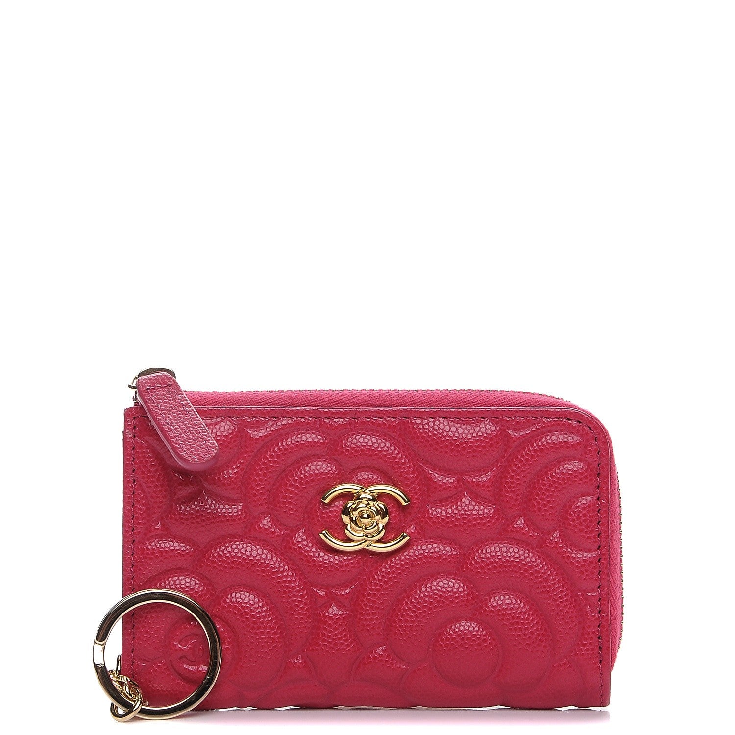 Chanel Caviar Camellia Embossed Key Holder Case Fuchsia 1 of 8