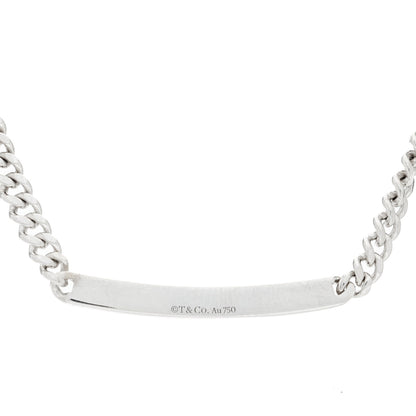 Tiffany 18K White Gold Diamond Micro Link ID Chain Necklace 5 of 6