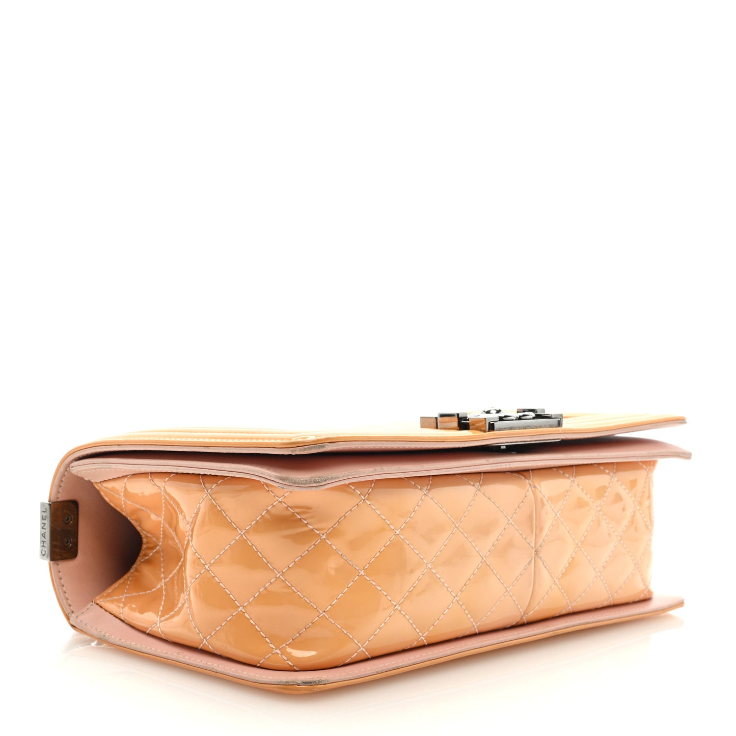 Patent Chevron Quilted Medium Boy Flap Pink