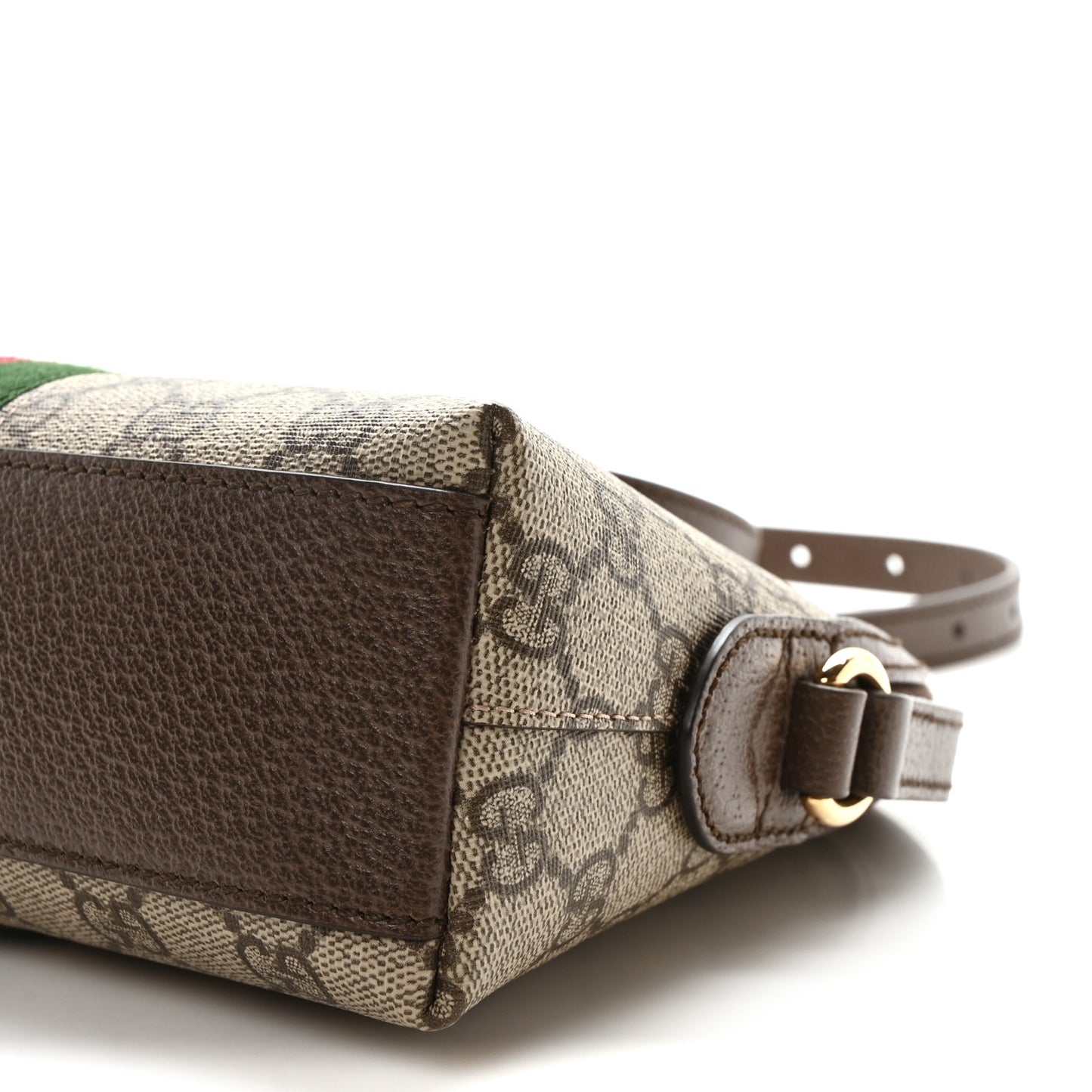 GG Supreme Monogram Textured Dollar Calfskin Web Small Ophidia Dome Shoulder Bag Beige Ebony New Acero