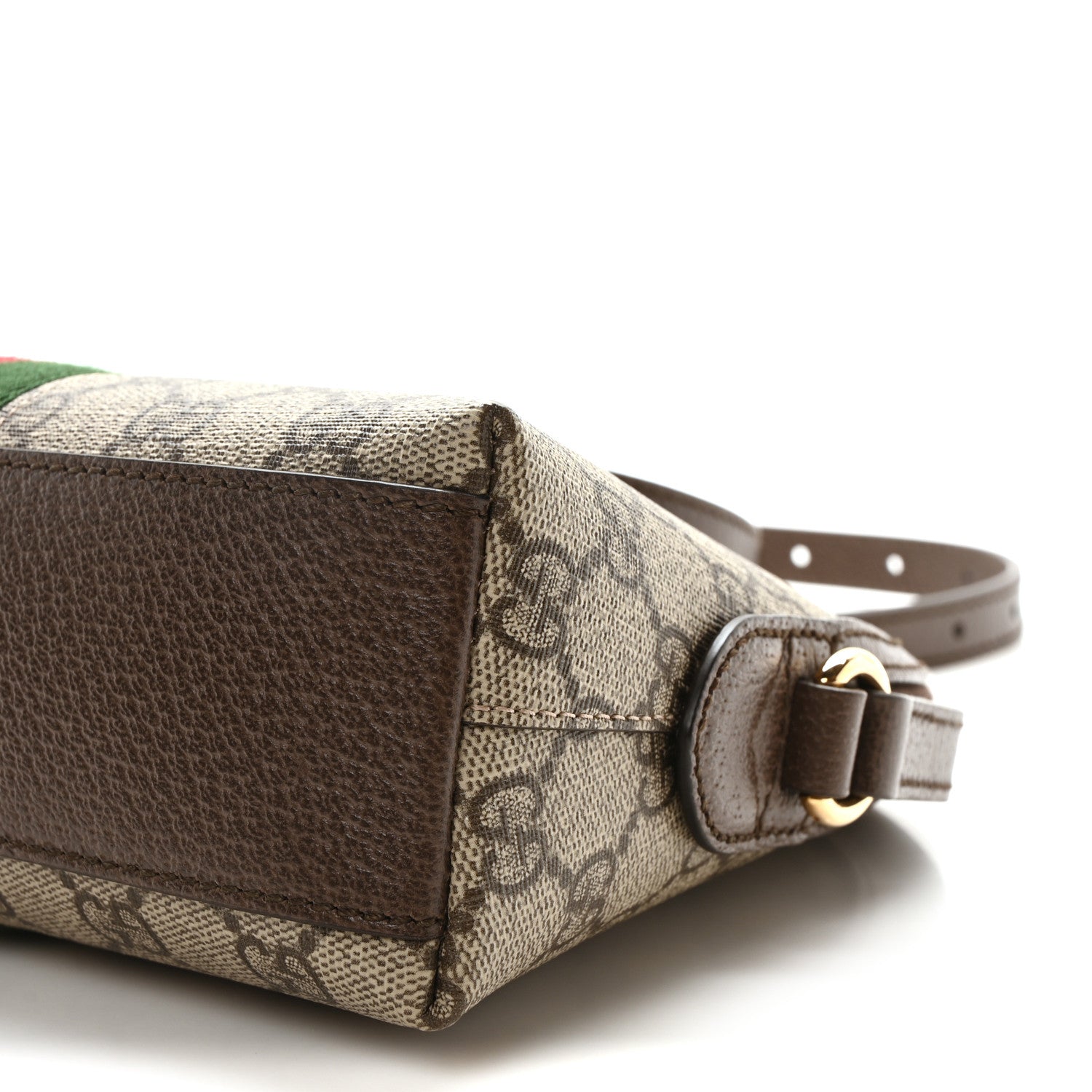 Gucci GG Supreme Monogram Textured Dollar Calfskin Web Small Ophidia Dome Shoulder Bag Beige Ebony New Acero 10 of 10