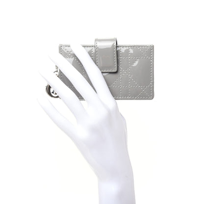 Christian Dior Patent Cannage Lady Dior 5-Gusset Card Holder Grey 2 of 6
