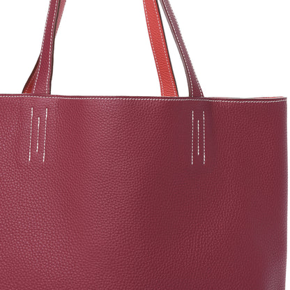 Hermes Taurillon Clemence Double Sens 36 Reversible Tote Rubis Bougainvillea 12 of 15