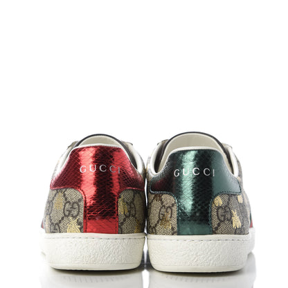 Gucci GG Supreme Monogram Bees Ayers Web Womens Ace Sneakers 38.5 Beige Oro Green Red 6 of 8