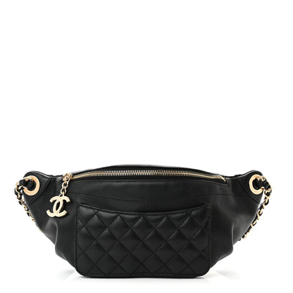 Chanel Lambskin Quilted Waist Bag Fanny Pack Black 1 of 15