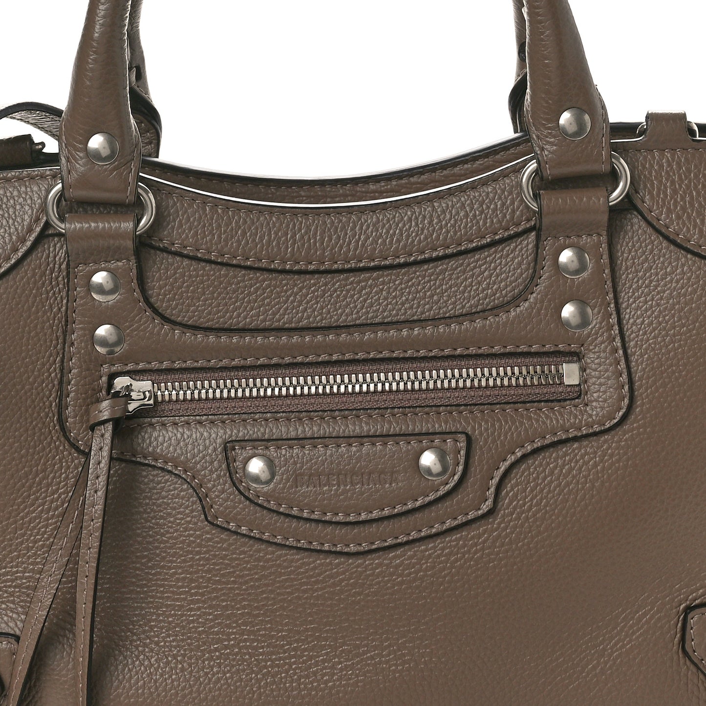 Grained Calfskin Neo Classic Silver Hardware S City Mink Grey