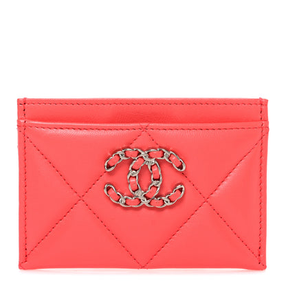 Chanel Lambskin Quilted Chanel 19 Card Holder Coral 1 of 9