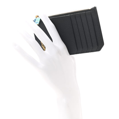 Saint Laurent Grained Calfskin Monogram 5 Fragments Zip Pouch Card Holder Black 2 of 7