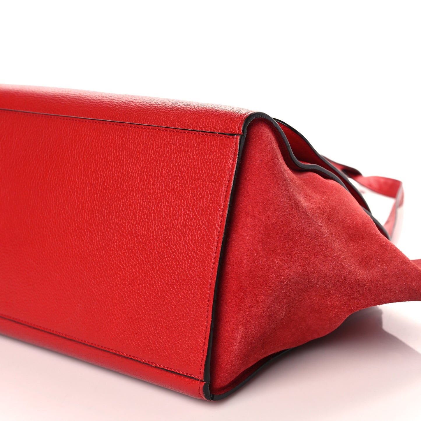 Drummed Calfskin Suede Large Trapeze Coquelicot