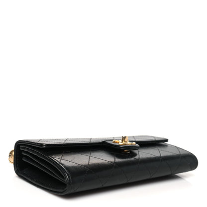 Chanel Lambskin Quilted Chic Pearls Clutch With Chain Black 4 of 11