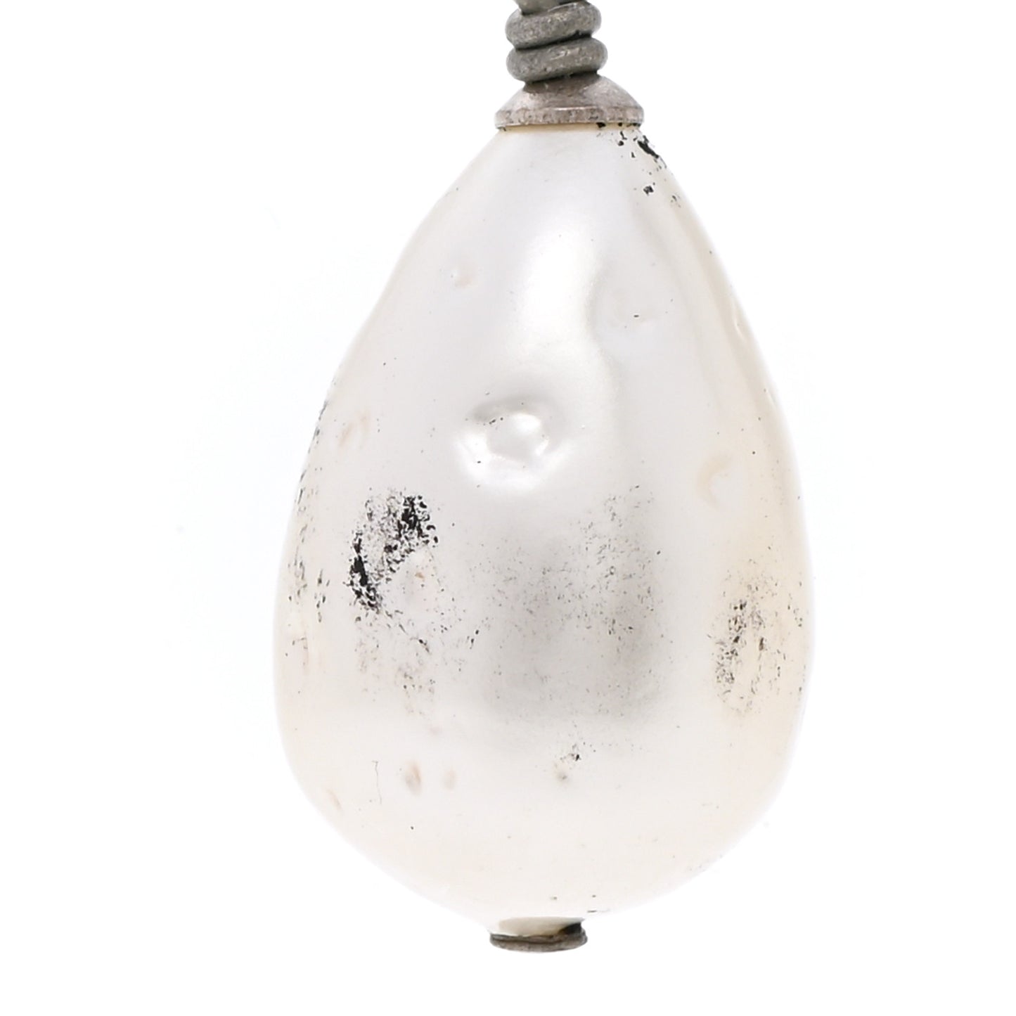 Pearl CC Leaf Drop Earrings Silver