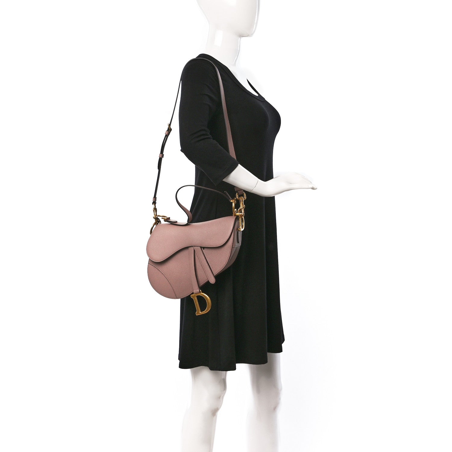 Christian Dior Grained Calfskin Saddle Bag With Strap Blush 2 of 9