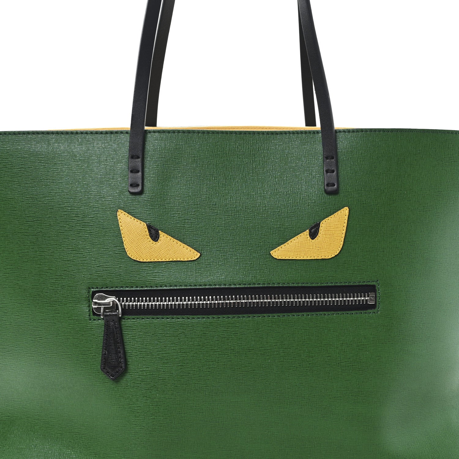 Fendi Vitello Elite Cuoio Monster Buggies Medium Roll Tote Emerald Black Multicolor Yellow 9 of 12