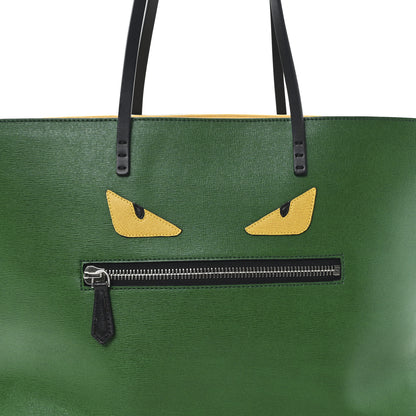 Fendi Vitello Elite Cuoio Monster Buggies Medium Roll Tote Emerald Black Multicolor Yellow 9 of 12