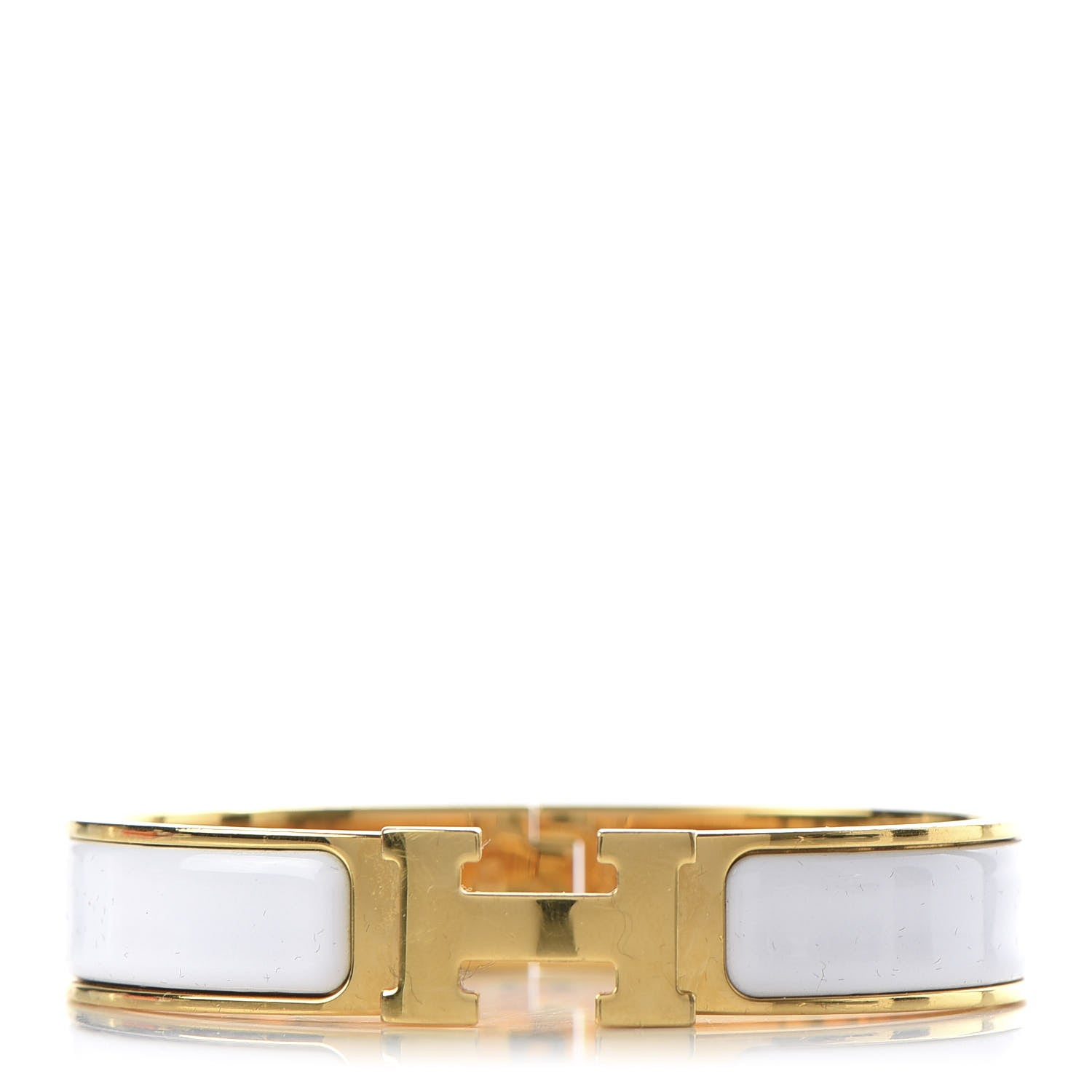 Hermes Enamel Narrow Clic Clac H Bracelet PM White 1 of 7