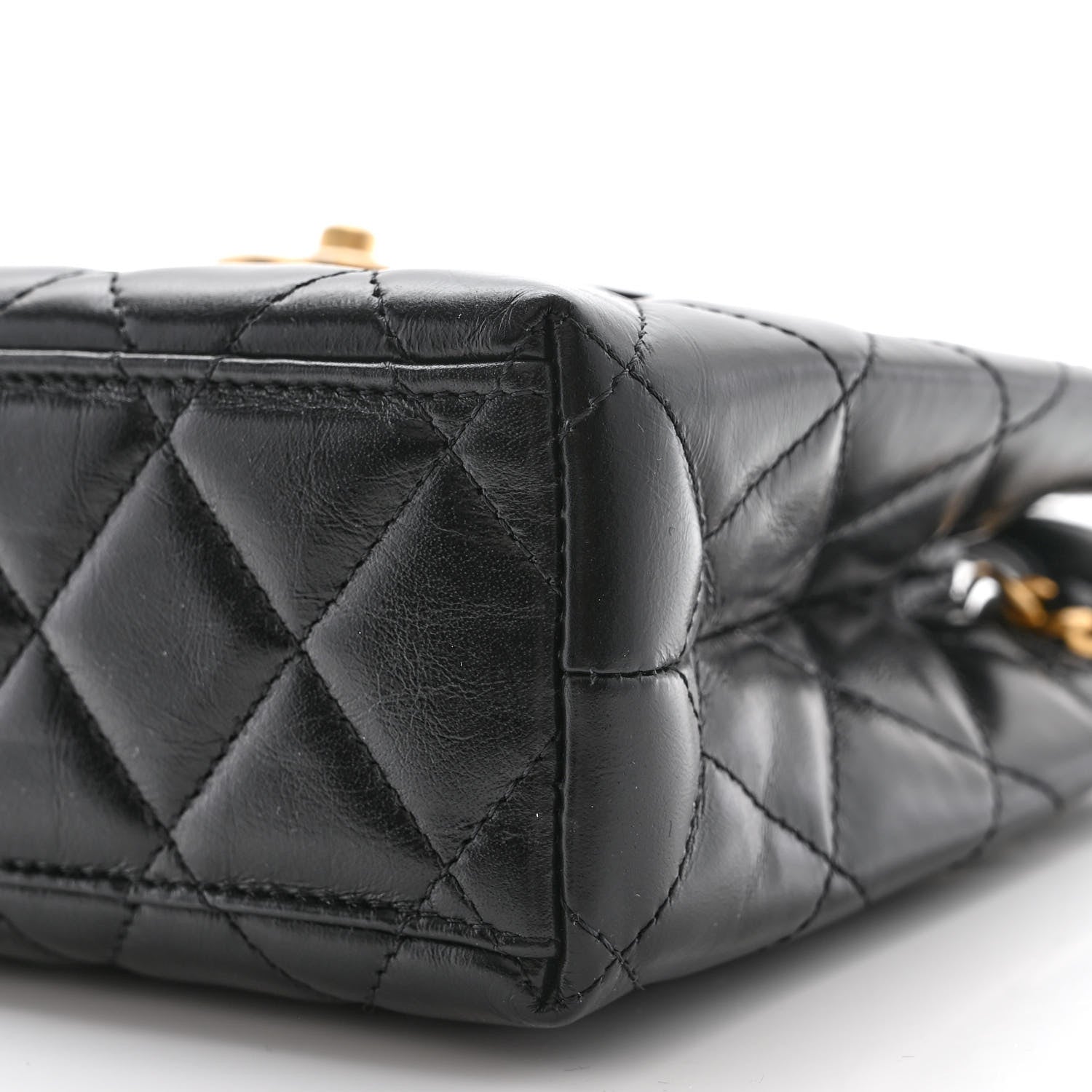 Chanel Shiny Aged Calfskin Quilted Nano Kelly Shopper Black 10 of 10
