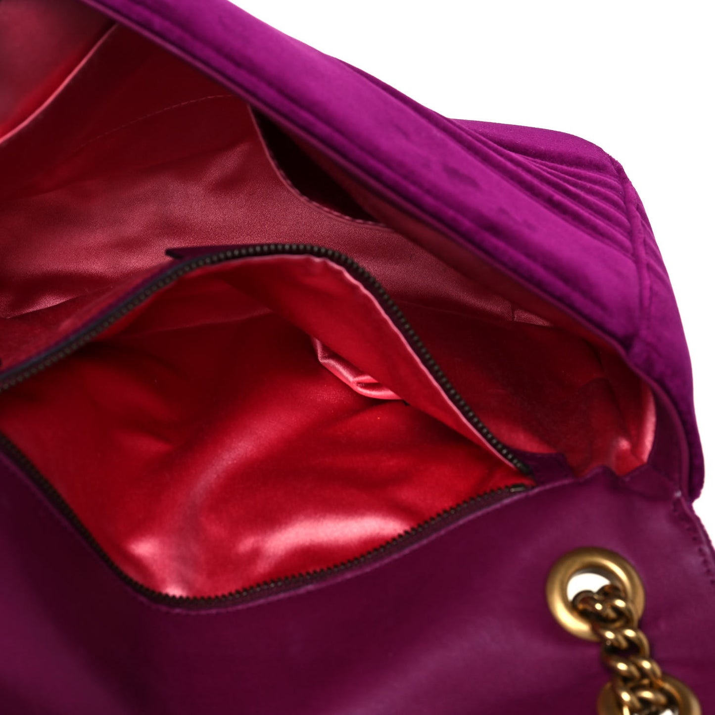 Velvet Matelasse Medium GG Marmont Shoulder Bag Fuchsia Violet Cyclamen