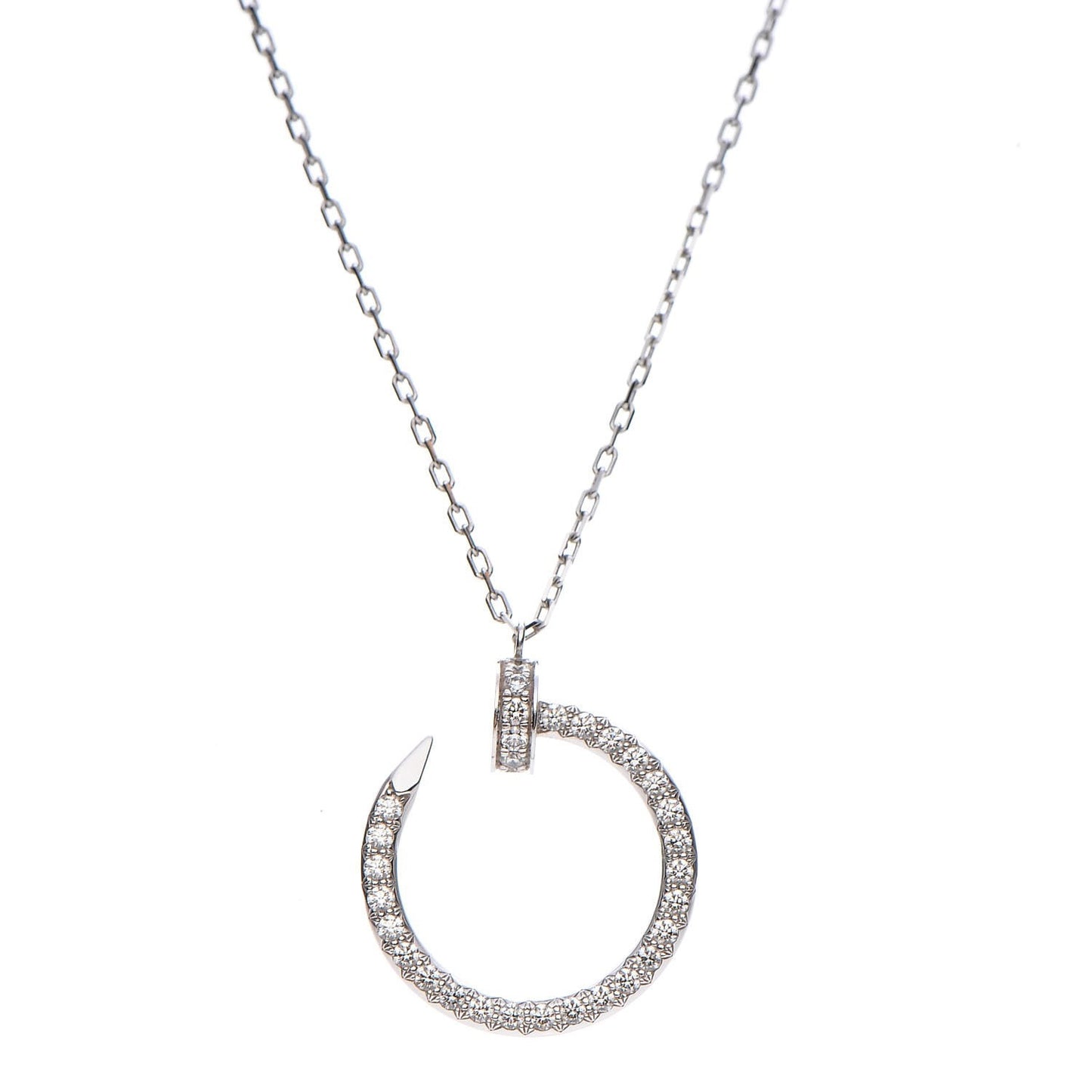 18K White Gold Diamond Juste Un Clou Paved Pendant Necklace