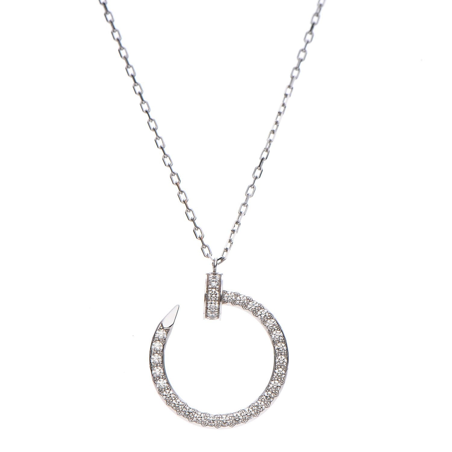 Cartier 18K White Gold Diamond Juste Un Clou Paved Pendant Necklace 1 of 6