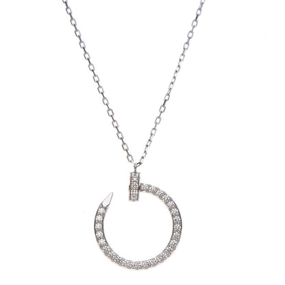 Cartier 18K White Gold Diamond Juste Un Clou Paved Pendant Necklace 1 of 6