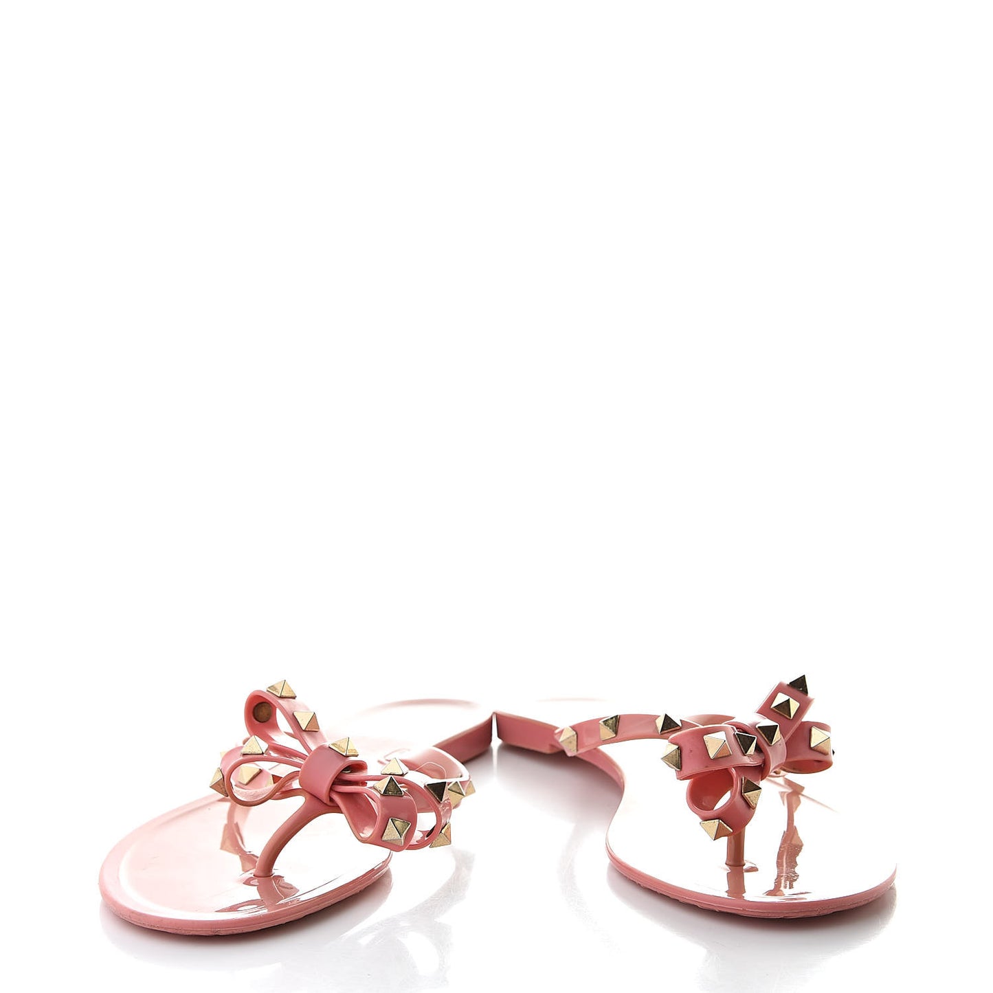 PVC Jelly Rockstud Bow Thong Sandals 39 Pink
