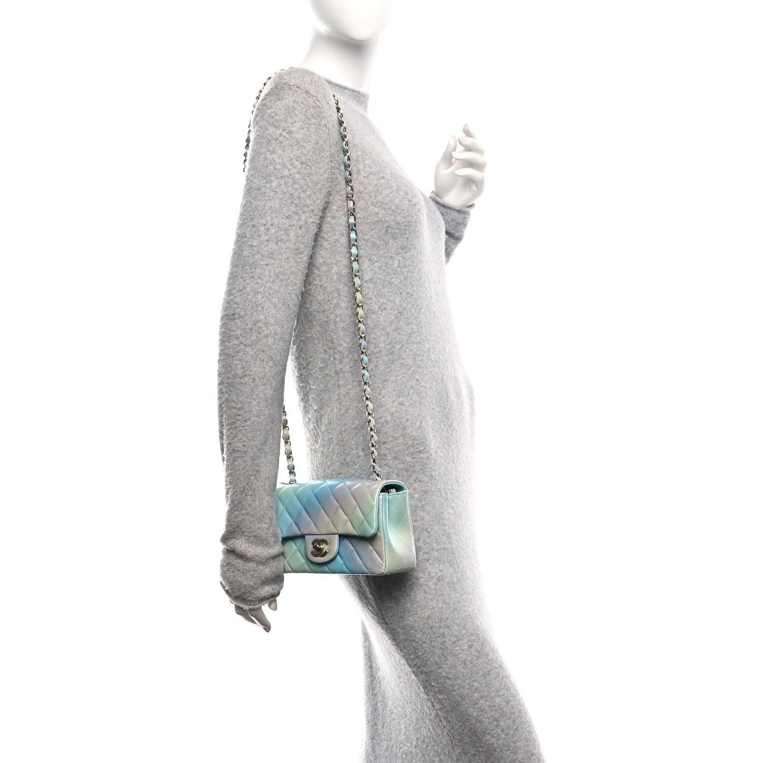 Chanel Lambskin Quilted Tie Dye Ombre Mini Rectangular Flap Blue Multicolor 2 of 11